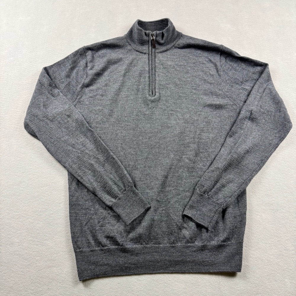 UNTUCKit Belguardo Mens Gray 100% Merino Wool 1/4 Zip Sweater Large